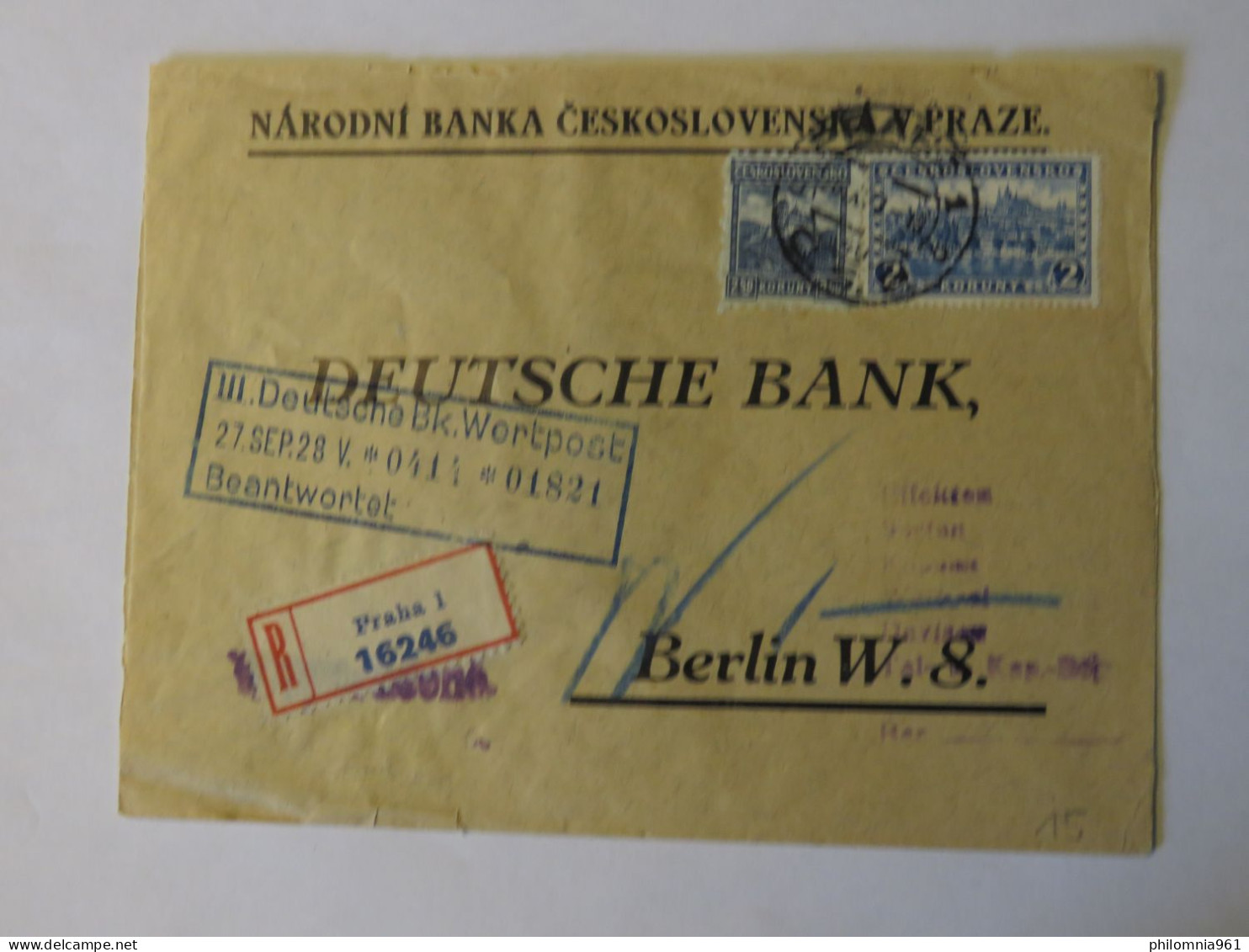 CZECHOSLOVAKIA REGISTERED COVER TO GERMANY 1928 - Usados