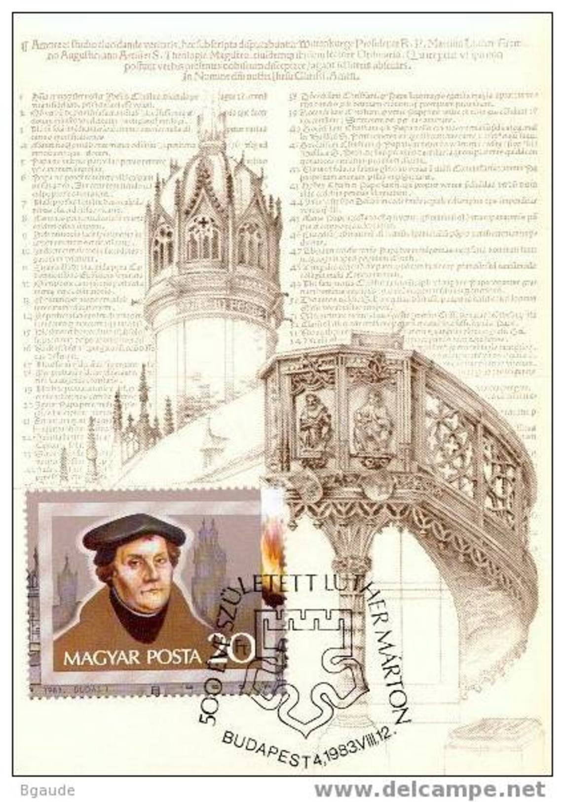 HONGRIE CARTE MAXIMUM NUM.YVERT BF 168  MARTIN LUTHER - Maximum Cards & Covers