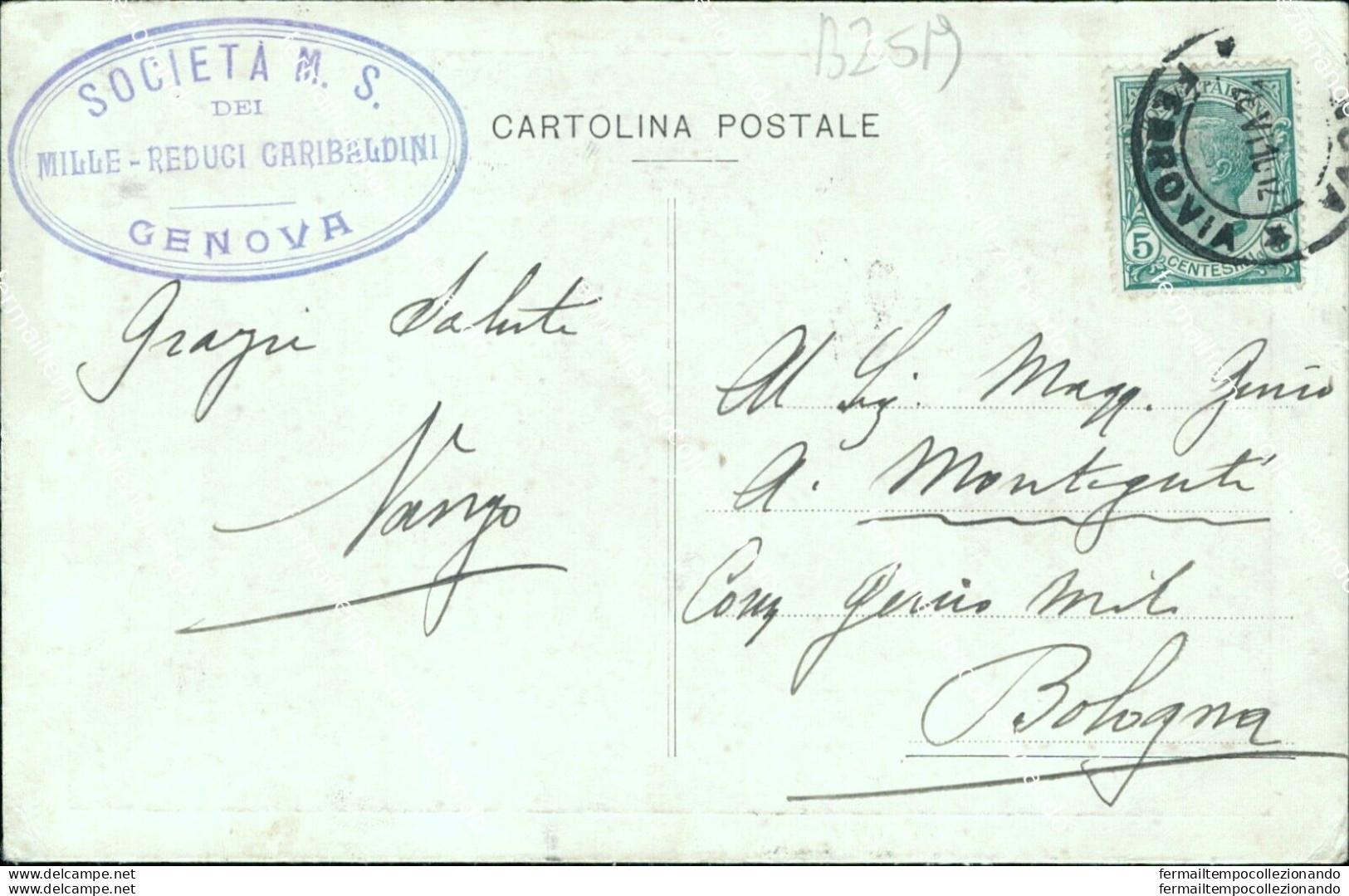 Bz519 Cartolina Commemorativa Quarto Cinquantenariodell'imbarco Dei Mille Genova - Other & Unclassified