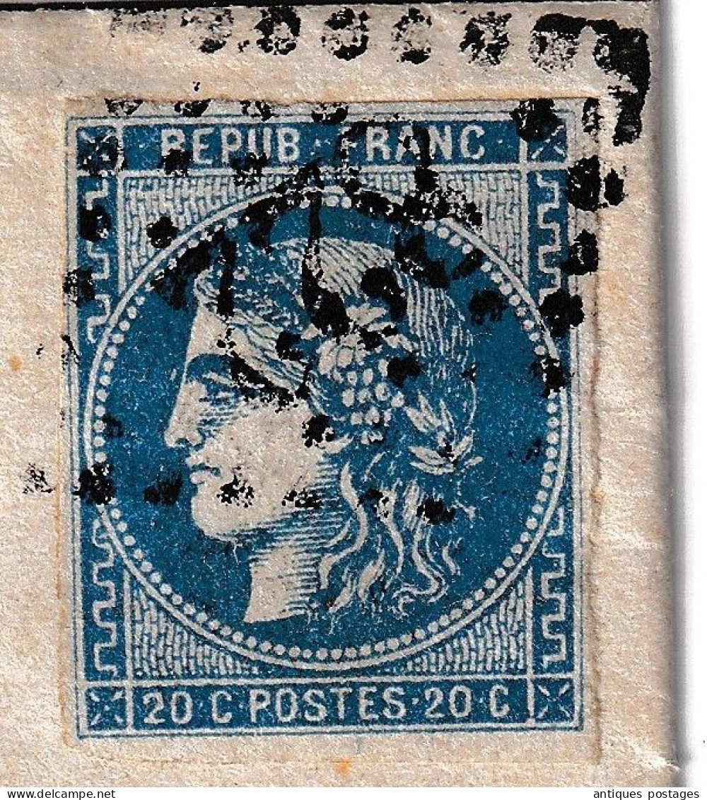 Lettre 1871 Cette Sète Hérault Crédit Cettois Signé Cérès 20 Centimes Émission De Bordeaux Périgueux Dordogne Courtey - 1870 Ausgabe Bordeaux