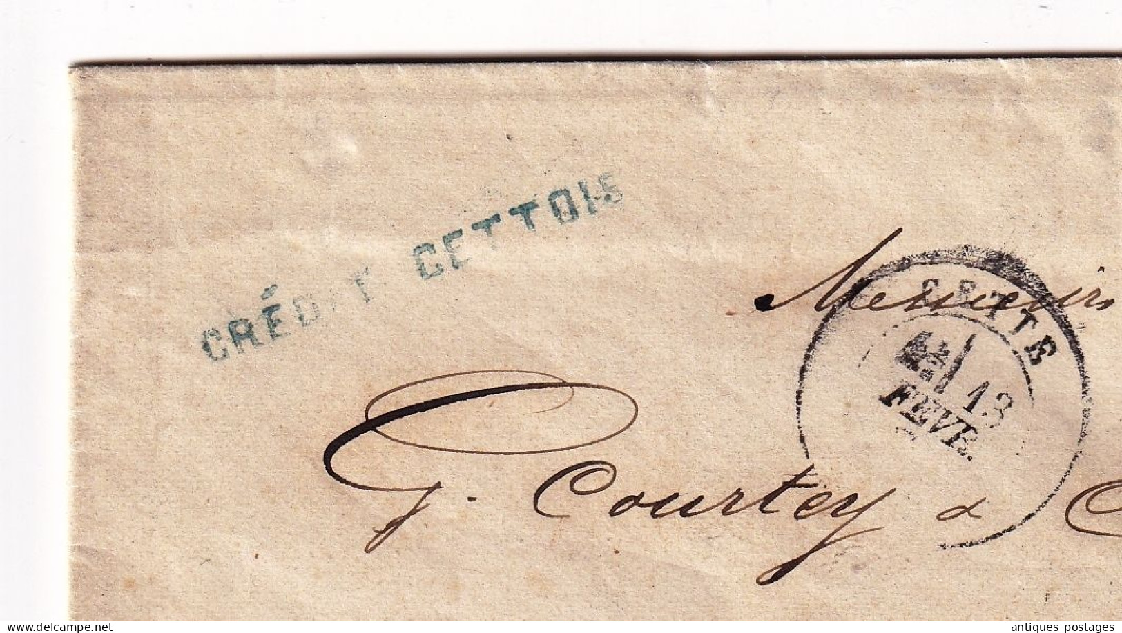 Lettre 1871 Cette Sète Hérault Crédit Cettois Signé Cérès 20 Centimes Émission de Bordeaux Périgueux Dordogne Courtey