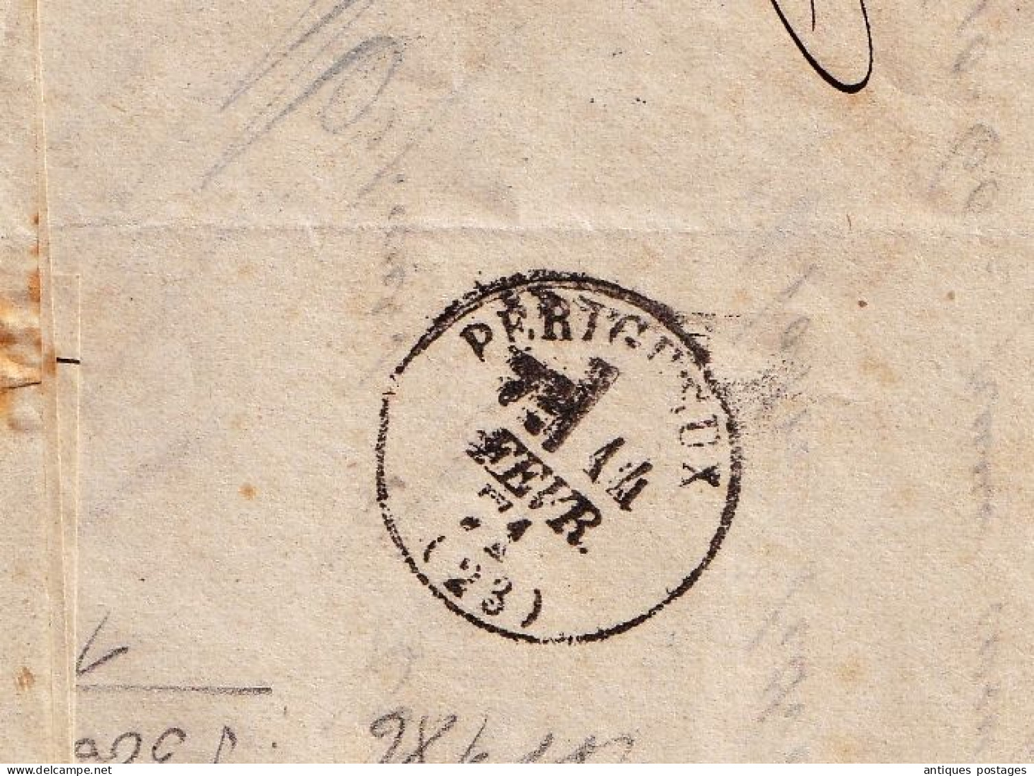 Lettre 1871 Cette Sète Hérault Crédit Cettois Signé Cérès 20 Centimes Émission de Bordeaux Périgueux Dordogne Courtey