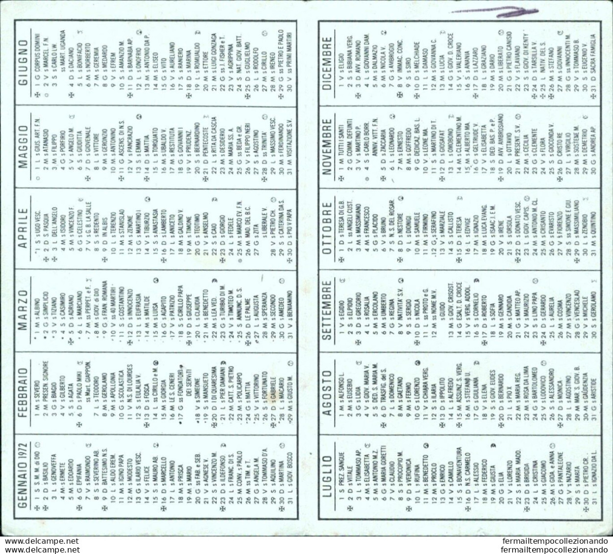 Bs75 Calendarietto Religioso Anno Domini 1972 - Altri & Non Classificati