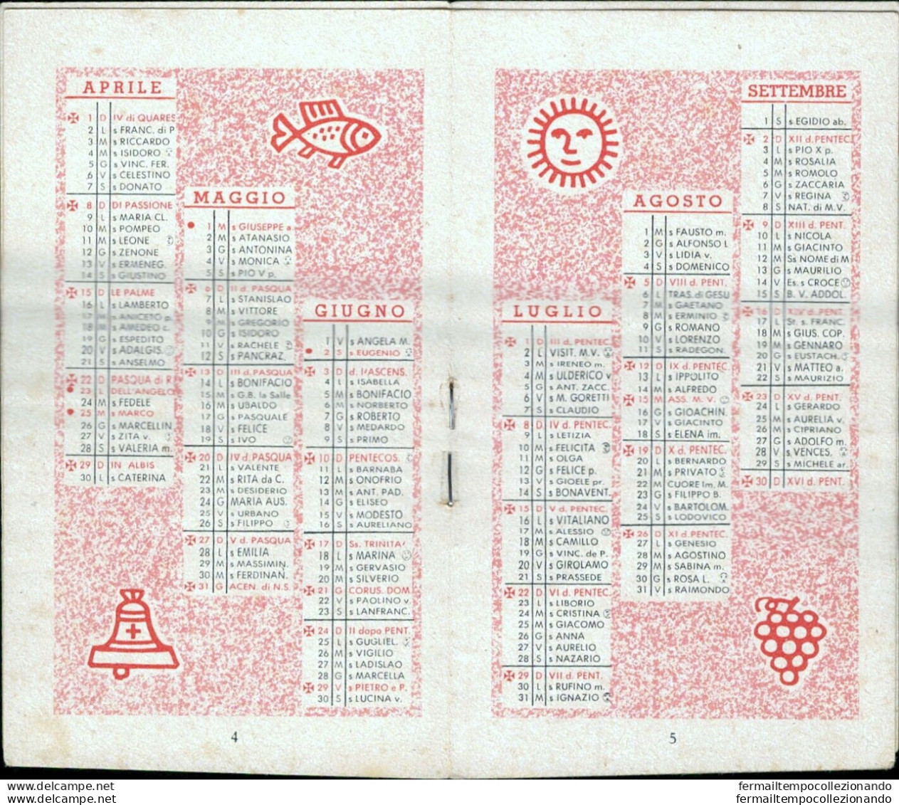 Bs82 Calendarietto Religioso Messina Orfanotrofio Cristo Re - Sonstige & Ohne Zuordnung