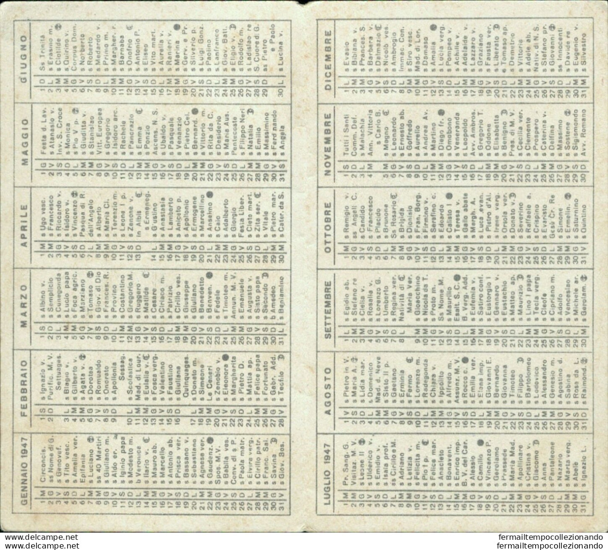 Bs88 Calendarietto Religioso Anno Domini 1947 - Andere & Zonder Classificatie