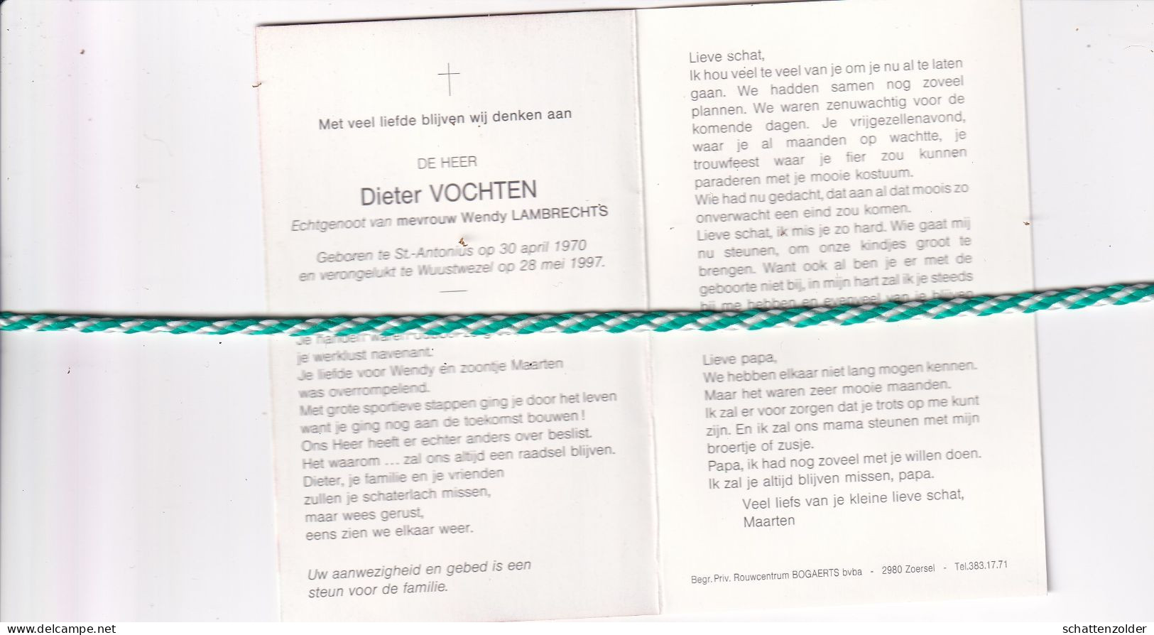 Dieter Vochten-Lambrechts, Sint-Antonius 1970, Wuustwezel 1997. Foto - Obituary Notices