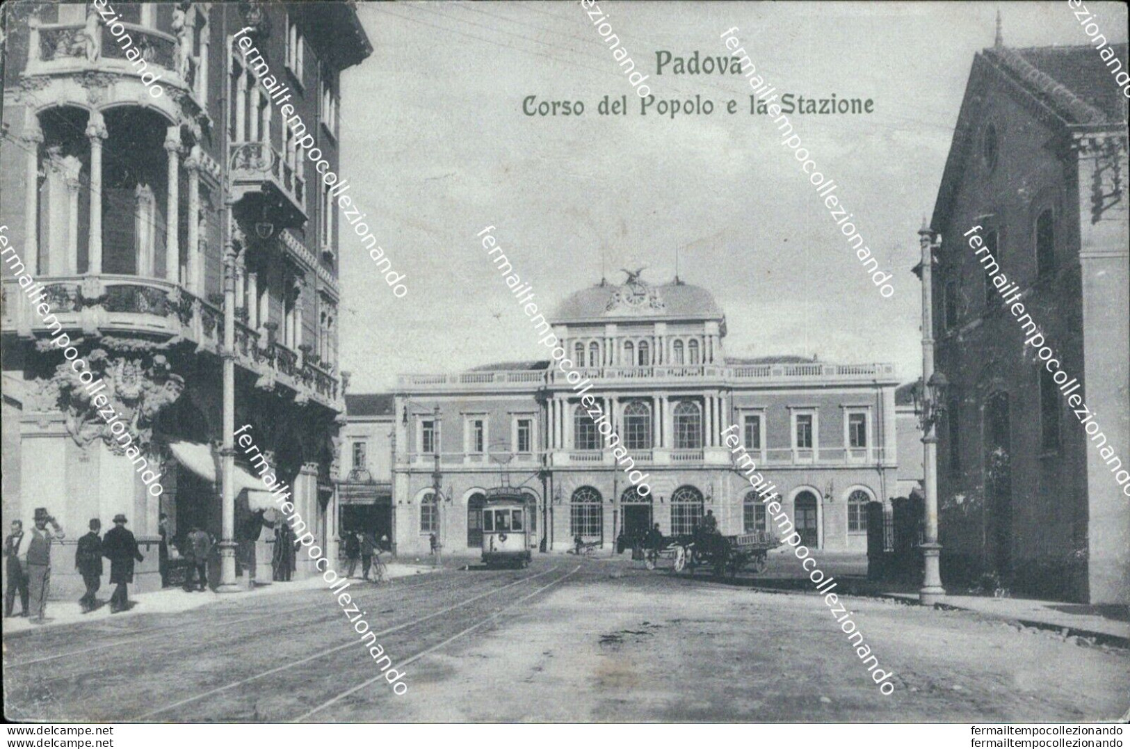 Cm410 Cartolina Padova Corso Del Popolo E La Stazione Veneto 1912 - Padova (Padua)