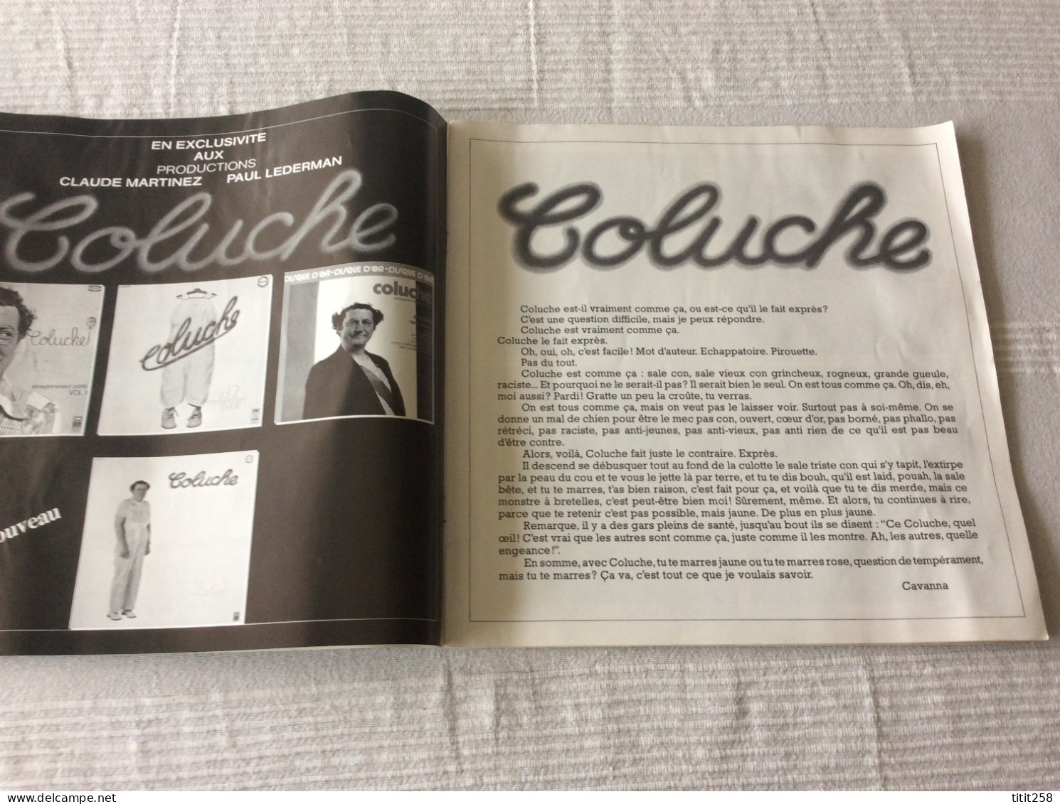 Rare Programme COLUCHE Gymnase 1978 Poster Central  Dessins / Cabu / GéBé / Wolinski / Gotlib / Bande Café De La Gare - Programs