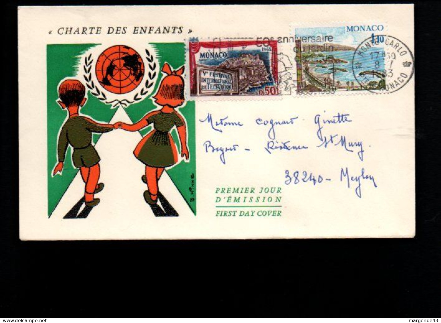MONACO AFFRANCHISSEMENT COMPOSE SUR LETTRE POUR LA FRANCE 1983 - Briefe U. Dokumente