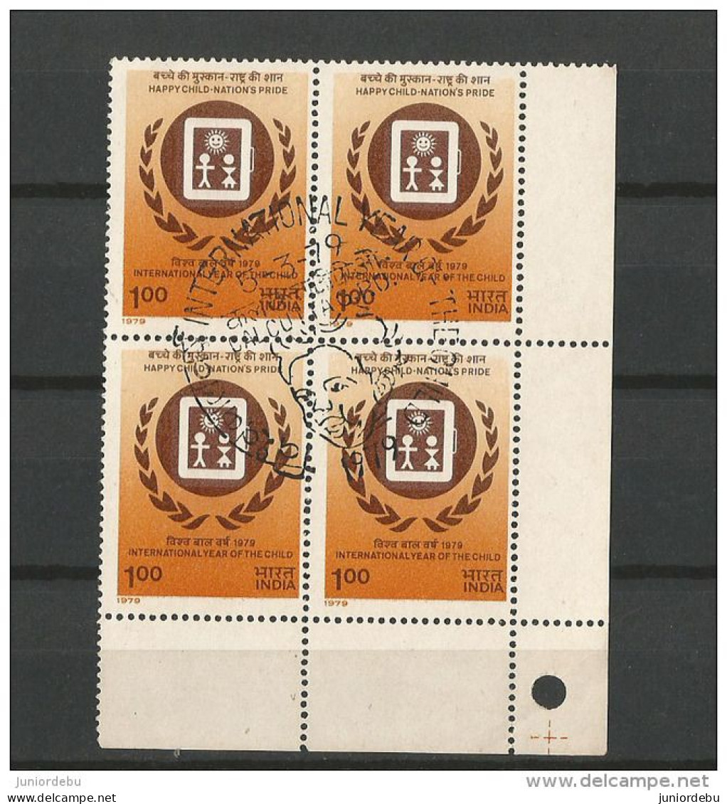 INDIA - 1979 - International Year Of The Child  - Block Of 4 With 1st Day Cancellation. (OL 07/07/2013) - Gebruikt