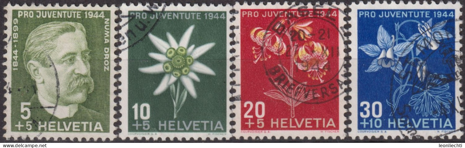 1944 Schweiz Pro Juventute ° Mi:CH 439-442, Yt:CH 399-402, Zum:CH J109-112, Numa Droz Und Alpenblumen - Oblitérés