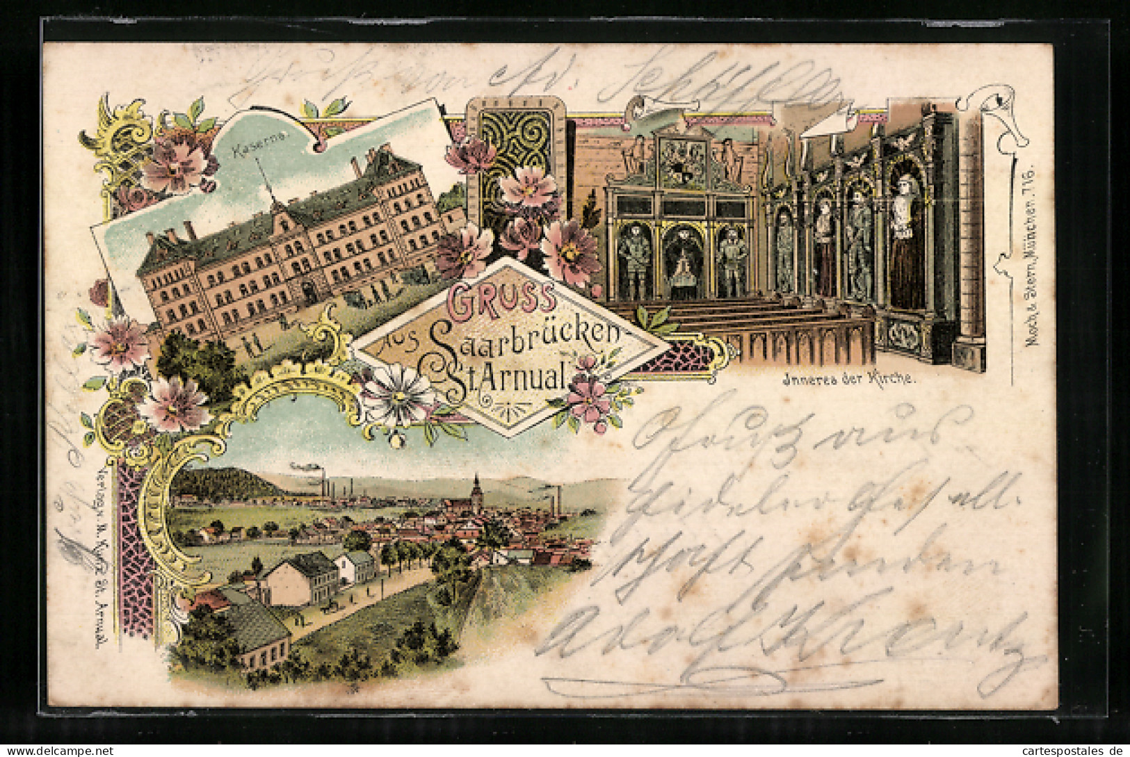 Lithographie Saarbrücken-St. Arnual, Kaserne, Inneres Der Kirche  - Saarbruecken