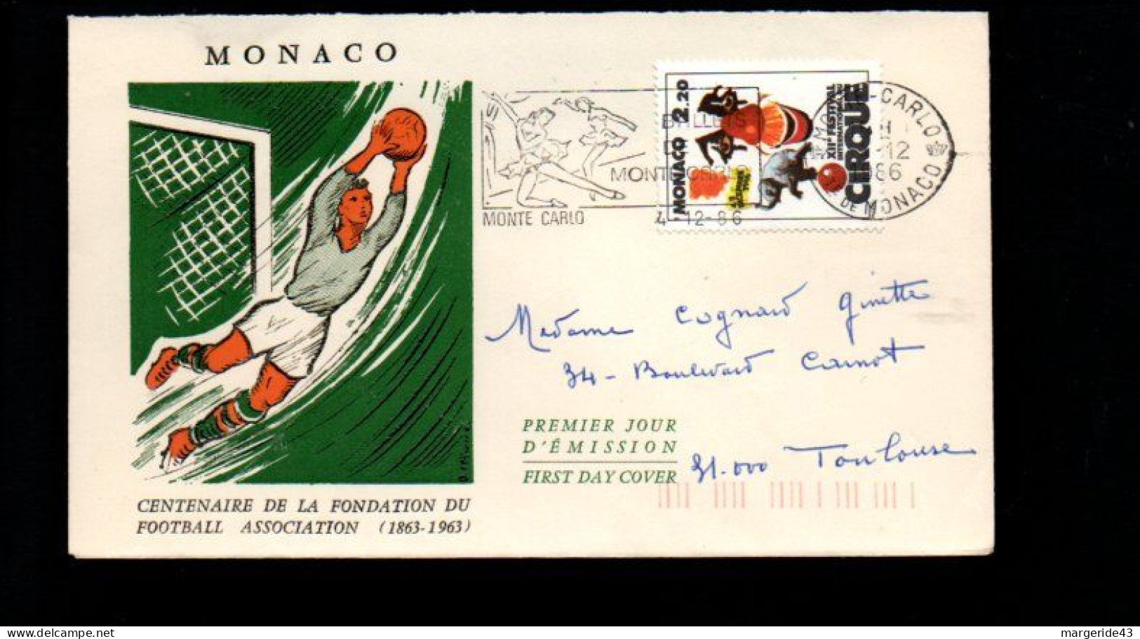 MONACO SEUL SUR LETTRE POUR LA FRANCE 1986 - Briefe U. Dokumente