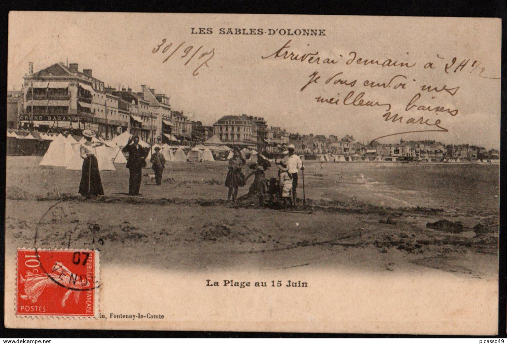 Vendée, Les Sables D'Olonne , La Plage Au 15 Juin - Sables D'Olonne