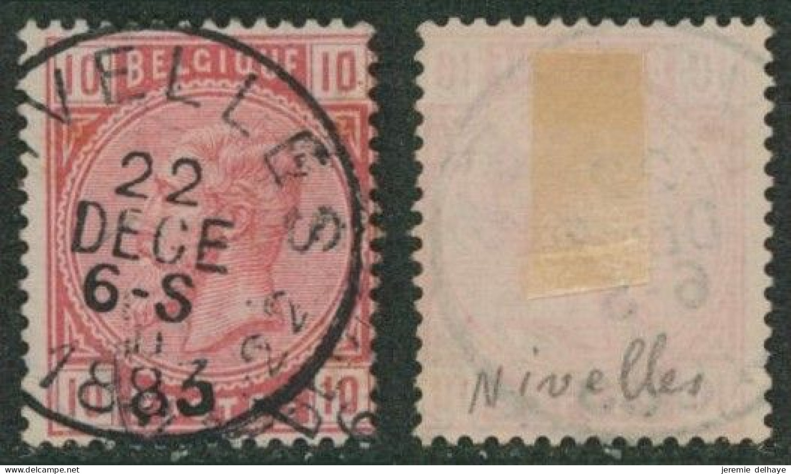 émission 1883 - N°38 Obl Simple Cercle "Nivelles". Trou D'épingle - 1883 Leopold II