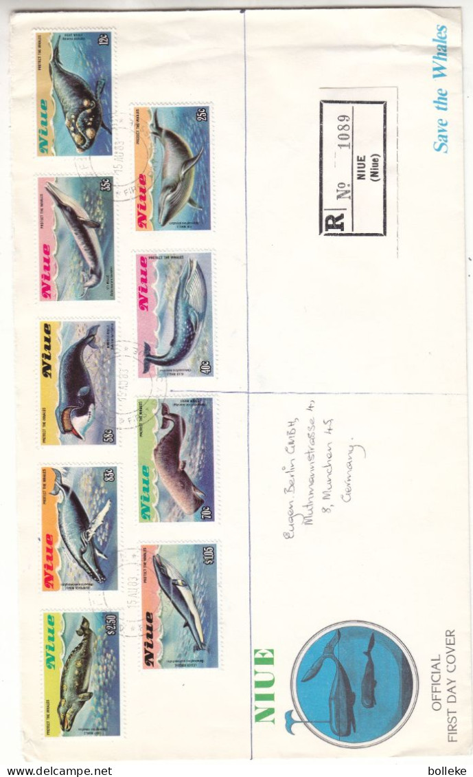 Baleines - Niue - Lettre Recom De 1983 - GF - Valeur Timbres Oblitérés = 40 Euros - Rare - - Whales