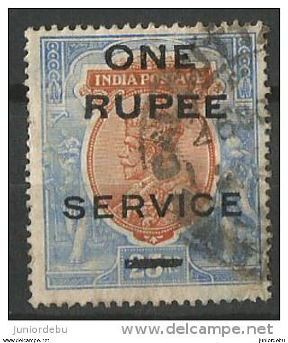 India  -1925 - King George V  - Official - 1 R On 25 R -Orange And Blue  - USED ( Condition As Per Scan ) ( OL 26/06/13) - 1911-35  George V