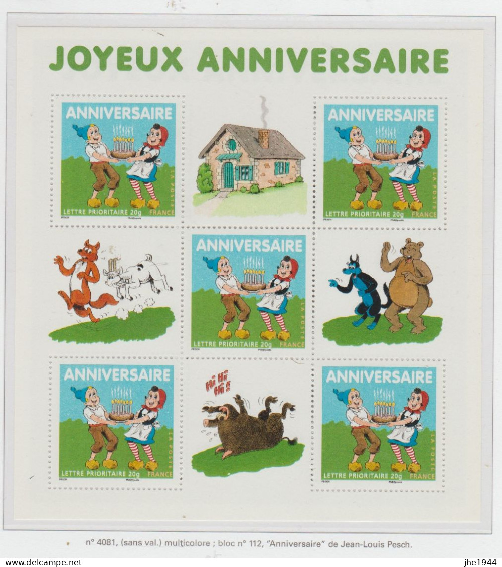 France Bloc N° 112 ** Timbres Anniversaires, Sylvain Et Sylvette - Mint/Hinged