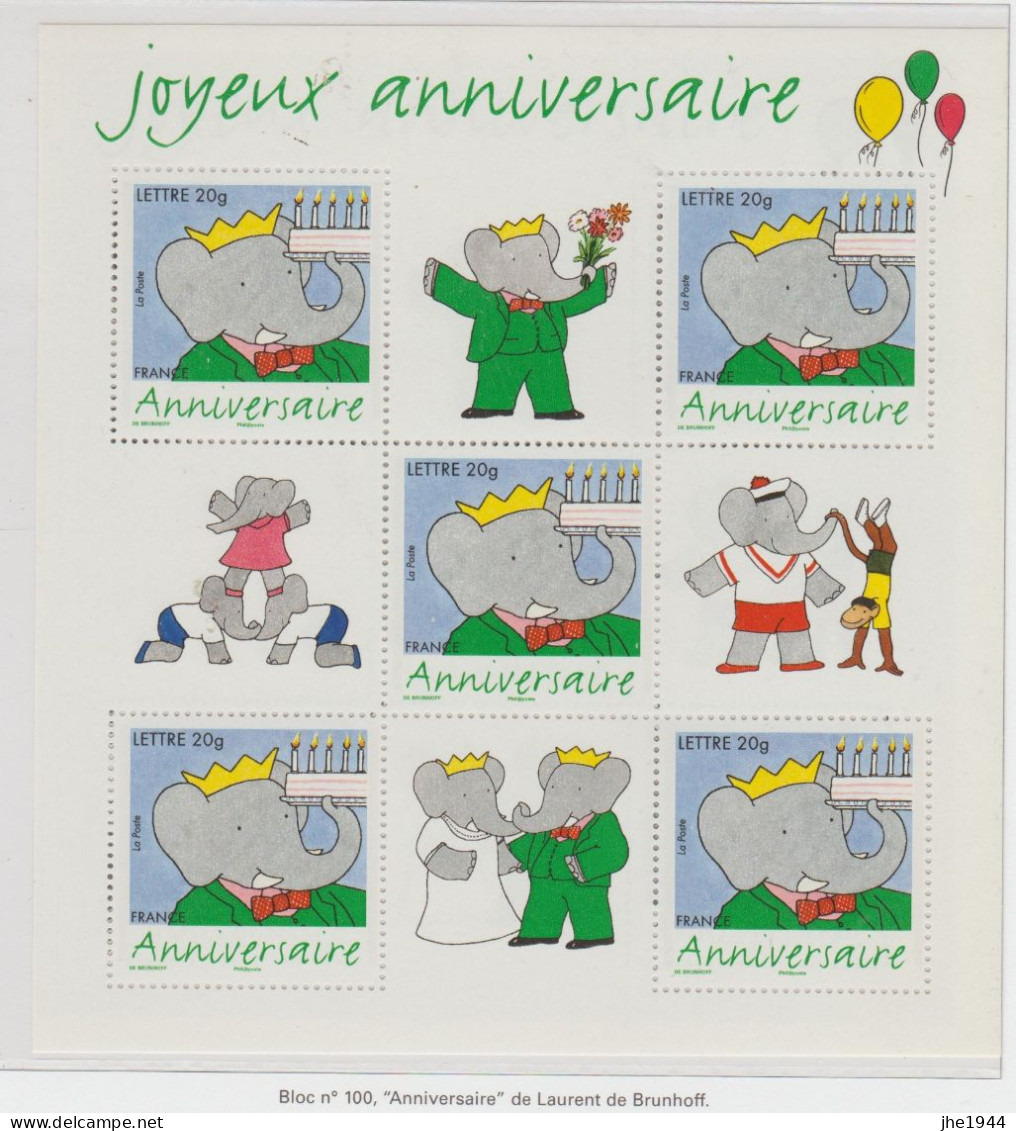 France Bloc N° 100 ** Timbres Anniversaires, Babar - Ungebraucht