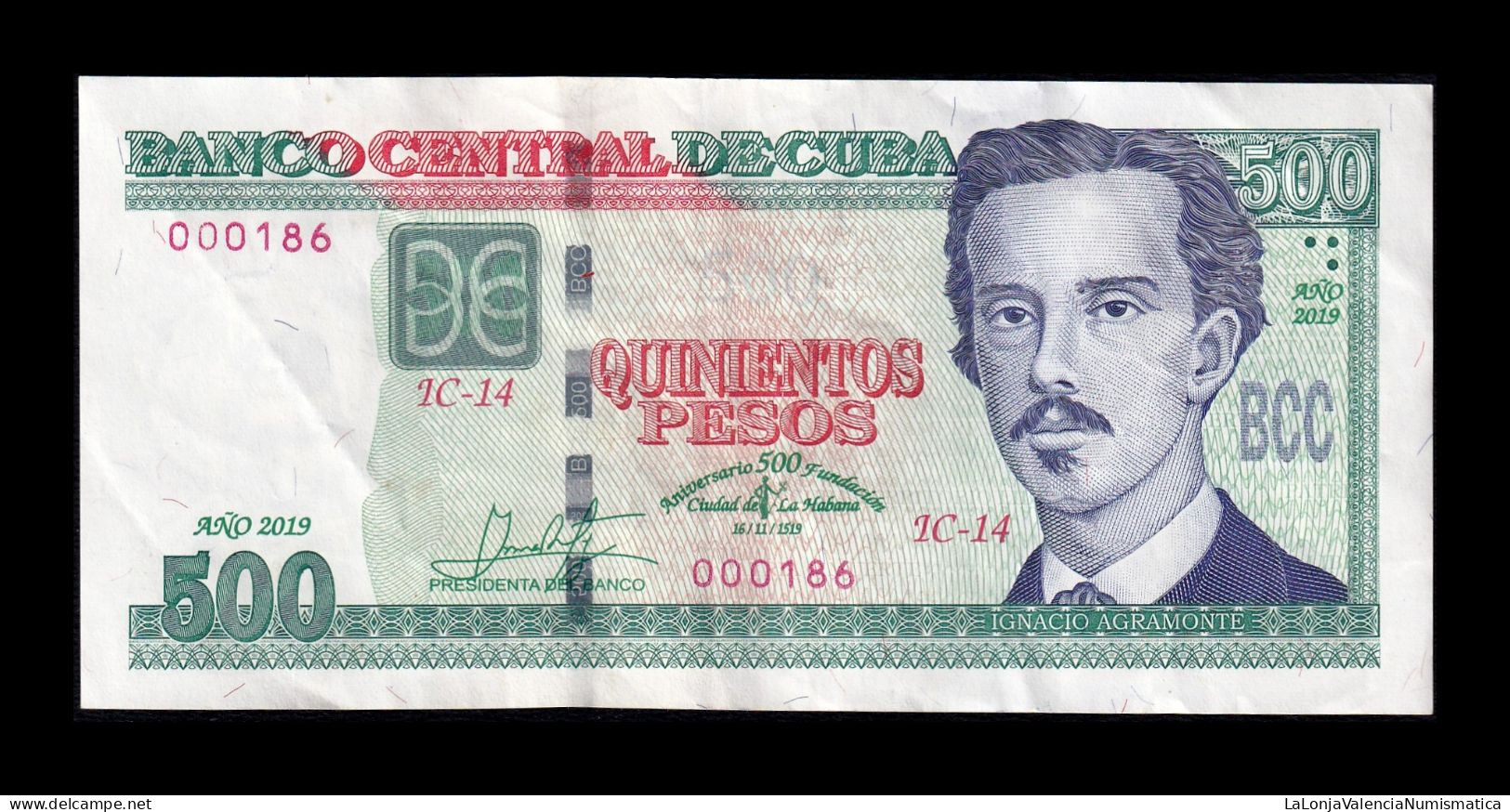 Cuba 500 Pesos Ignacio Agramonte Conmemorativo 2019 Pick 133 Mbc/+ Vf/+ - Kuba