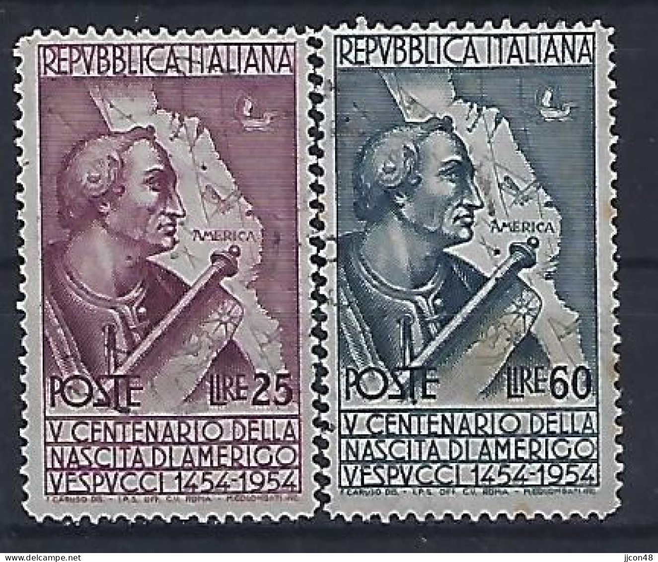 Italy 1954  Amerigo Vespucci (o) Mi.922-923 A - 1946-60: Gebraucht