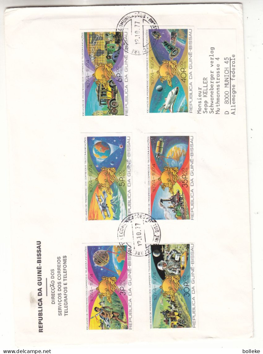 U.P.U. - Rép Du Guinée Bissau - Lettre De 1977 - GF - Espace - Voitures - Diligence - Trains - Timbres NON Dentelés-rare - U.P.U.