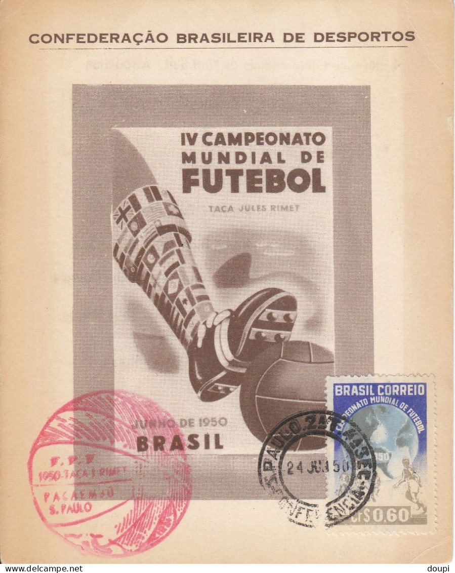 RARETÉ - VERY RARE : CARTE OFFICIELLE DE LA CBD DE LA CONFÉRENCE DE SAO PAULO DU 24 JUIN 1950 - 1950 – Brésil