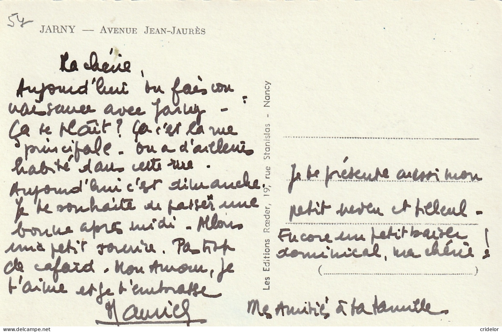 54 - JARNY - RUE AVENUE JEAN JAURES - BEAU PLAN SUR COMMERCES - AUTOMOBILES VOITURE ET JEEP AMERICAINES - VOIR ZOOM - Jarny