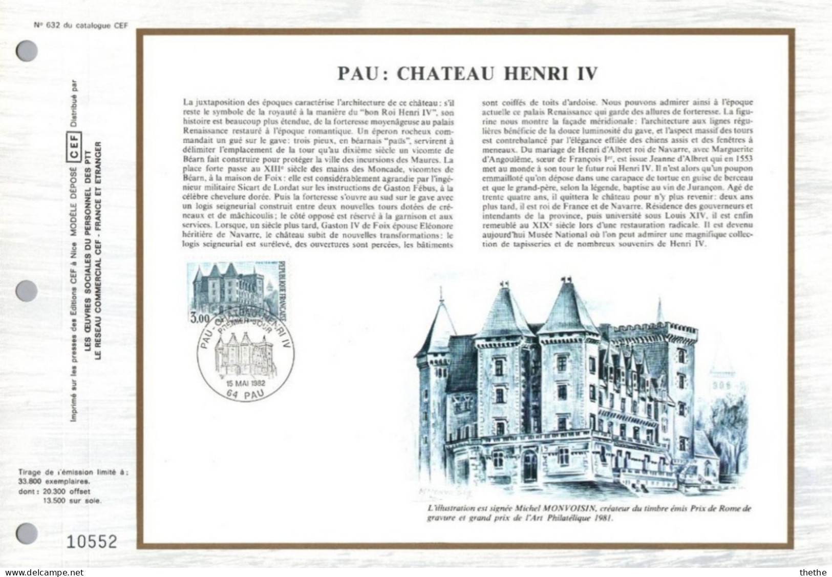 FRANCE -PAU : Château Henri IV - N° 632 Du Catalogue CEF - 1980-1989