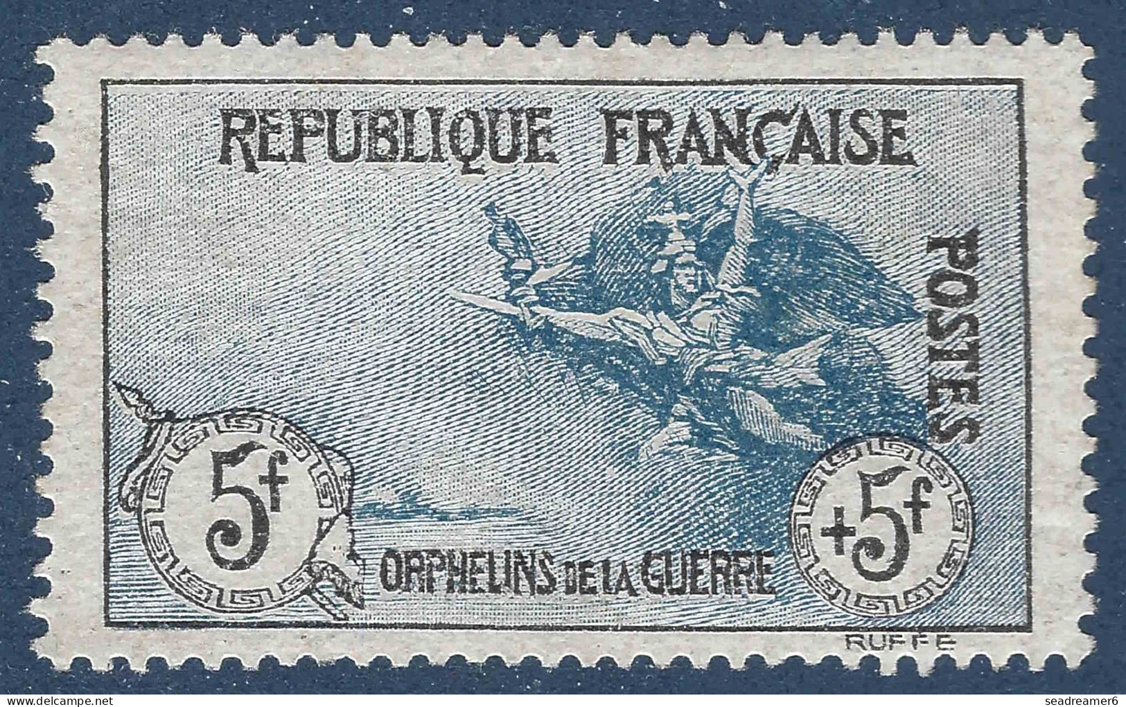 Orphelin De La Guerre N°155* 5 FR + 5 FR Noir Et Bleu Centrage Parfait !très Frais SUPERBE Signé R.CALVES - Nuevos