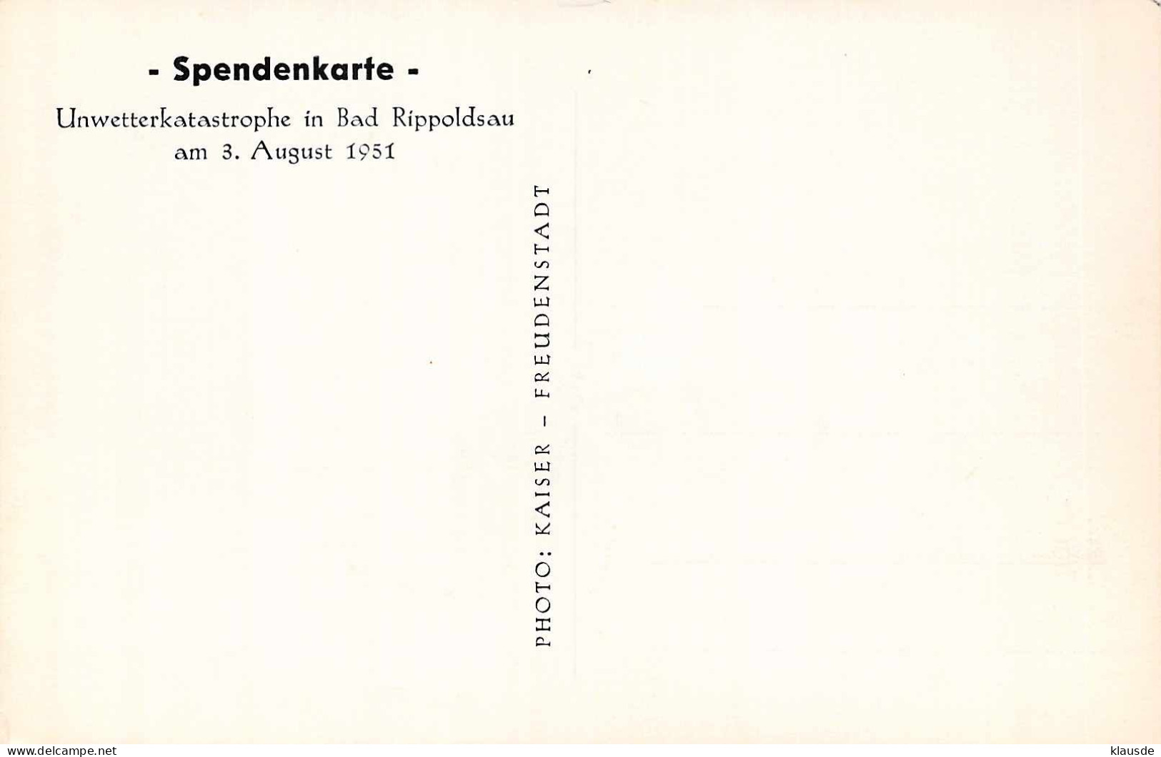 Bad Ripoldsau - Unwetterkatastrophe 1951 "Spendenkarte" - Bad Rippoldsau - Schapbach