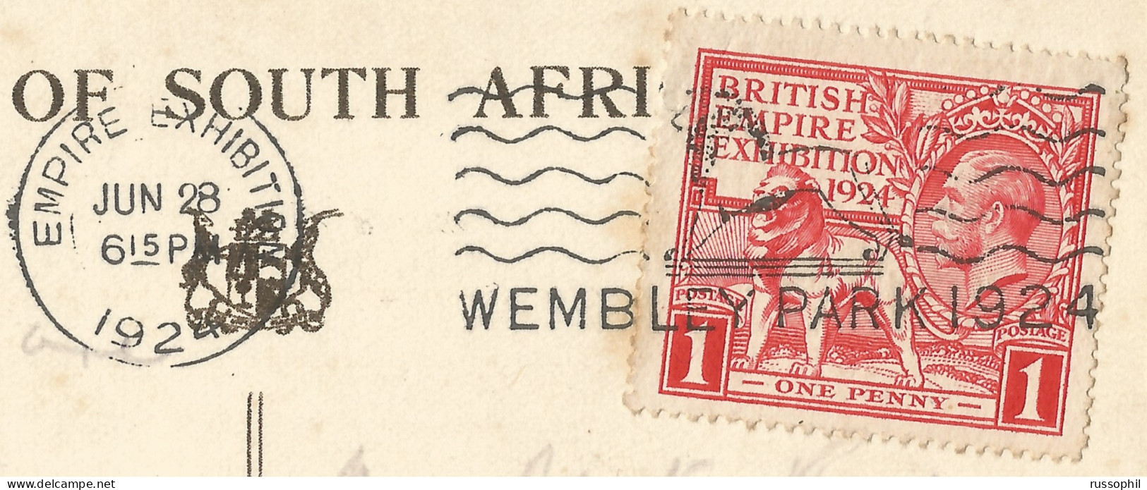 UK - "ONE PENNY BRITISH EMPIRE EXHIBITION 1924" ALONE FRANKING PC TO PORTSMOUTH -1924 - Covers & Documents