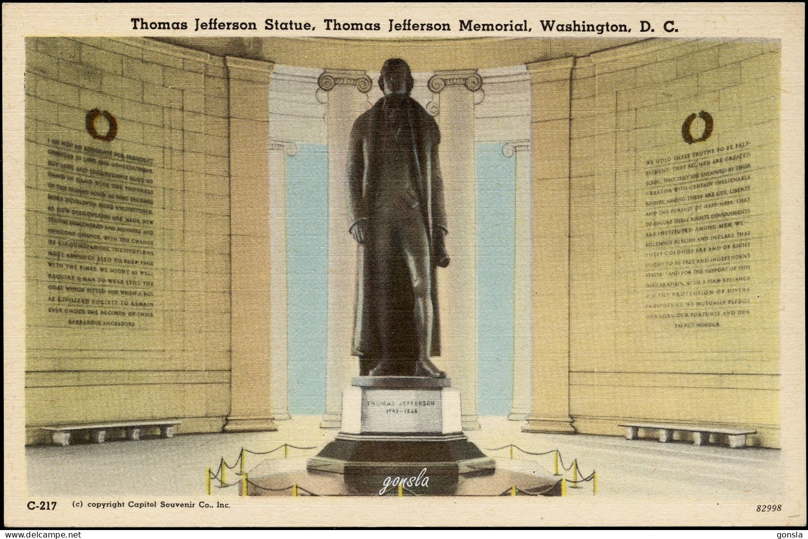 WASHINGTON D.C. 1940-1950 "Thomas Jefferson Statue, Thomas Jefferson Memorial" - Washington DC