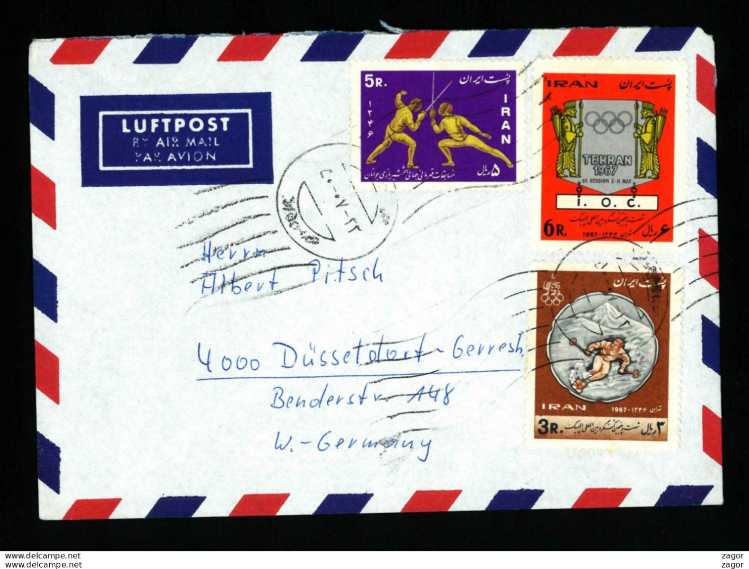 IRAN  COVER   TEHERAN TO DUSSERDOLF VF USED  See 2 Scan - Iran