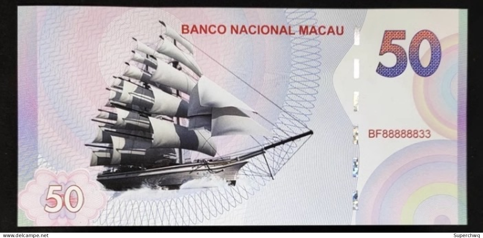 China Banknote Collection,Macau Sailing ButterflyCommemorative Fluorescent Banknotes，UNC - China