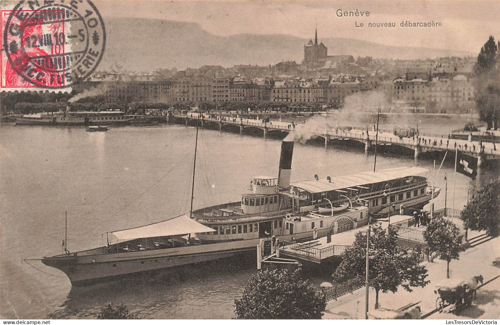 SUISSE - Genève - Le Nouveau Débarcadère - Pont - Bateaux - Animé - Carte Postale Ancienne - Genève