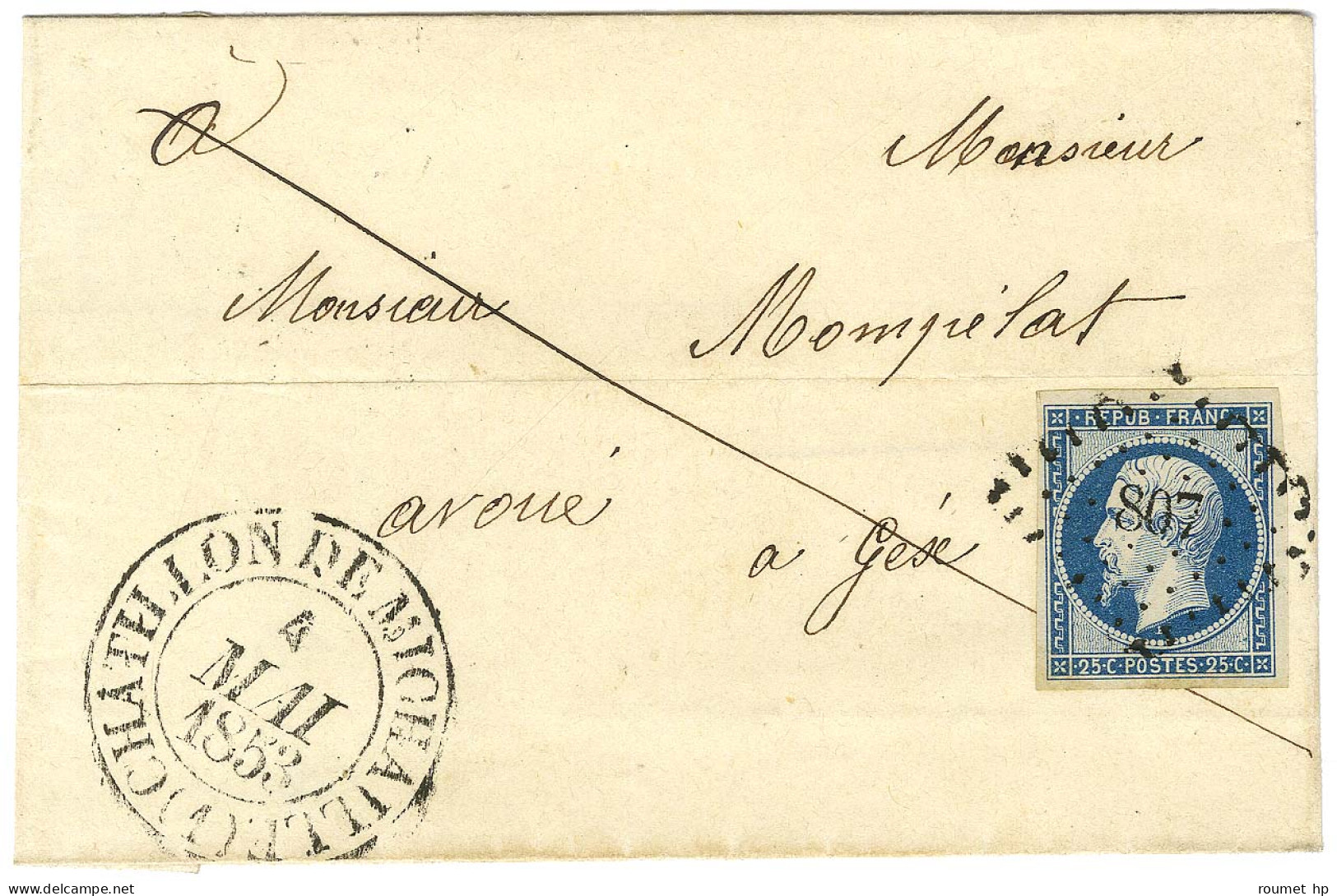 PC 807 / N° 10 Belles Marges Càd T 13 CHATILLON DE MICHAILLE (1) Sur Lettre Pour Gex. 1853. - SUP. - 1852 Luigi-Napoleone