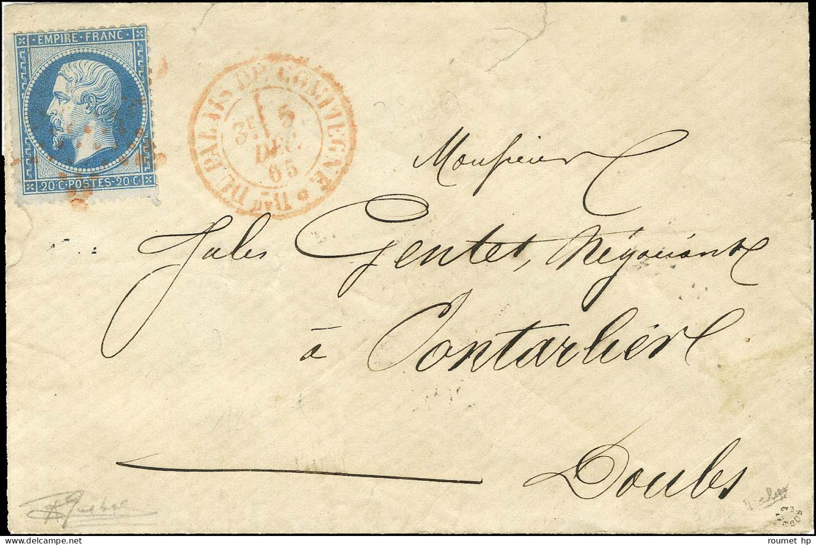 Etoile Rouge / N° 22 Càd Rouge Bau DU PALAIS DE COMPIEGNE / * Sur Lettre Pour Pontarlier. 1865. - TB / SUP. - R. - 1862 Napoléon III