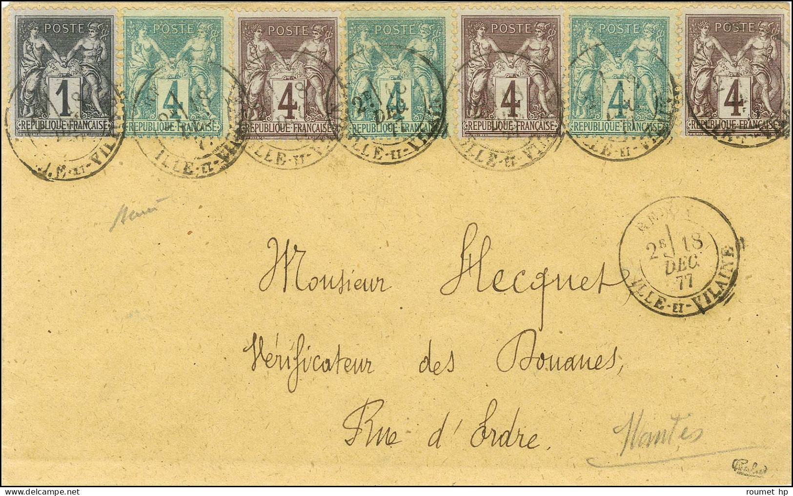 Càd T 18 REDON / ILE ET VILAINE / N° 63 (3) + 83 + 88 (3) Sur Lettre Pour Nantes. 1877. - SUP. - R. - 1876-1878 Sage (Type I)