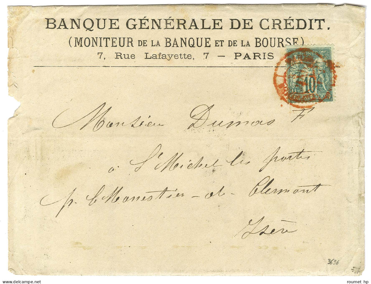 Cachet Rouge Des Imprimés / N° 76 Sur Enveloppe Contenant Un Imprimé Pour Monestier De Clermont. 1876. - TB. - R. - 1876-1878 Sage (Type I)