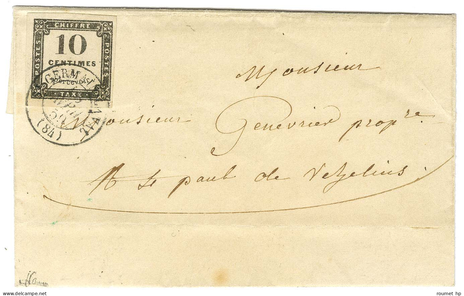 Càd T 15 ST GERMAIN LAVAL (84) / Taxe N° 1 Belles Marges Sur Lettre Locale. 1859. - SUP. - R. - 1859-1959 Covers & Documents