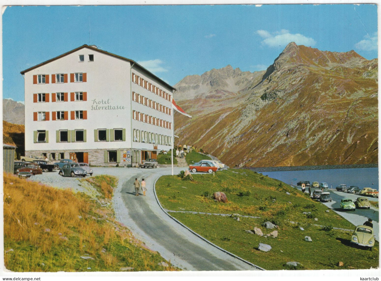 Silvretta-Stausee: OPEL OLYMPIA REKORD, KAPITÄN P2, SUNBEAM ALPINE, 2x VW 1200 KÄFER/COX - Hotel Silvrettasee - Voitures De Tourisme