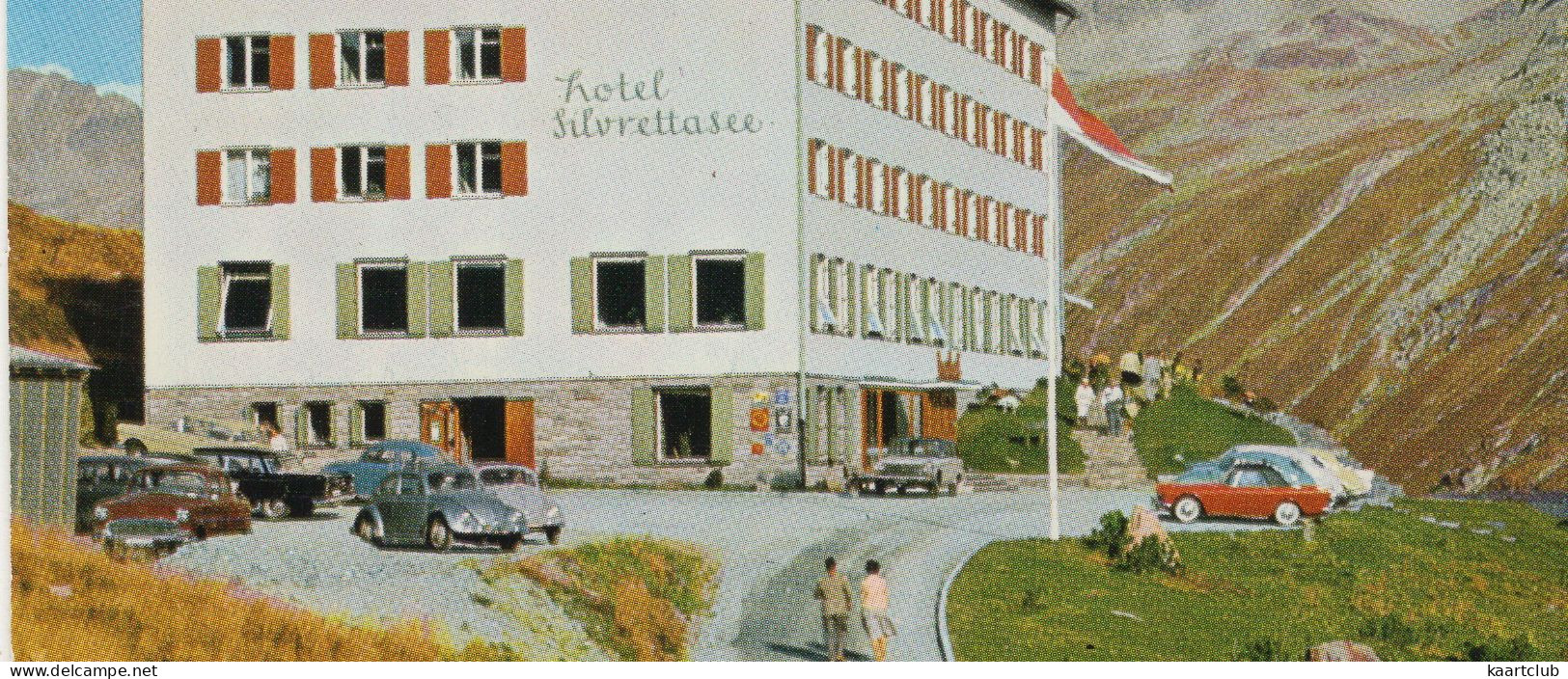 Silvretta-Stausee: OPEL OLYMPIA REKORD, KAPITÄN P2, SUNBEAM ALPINE, 2x VW 1200 KÄFER/COX - Hotel Silvrettasee - Voitures De Tourisme