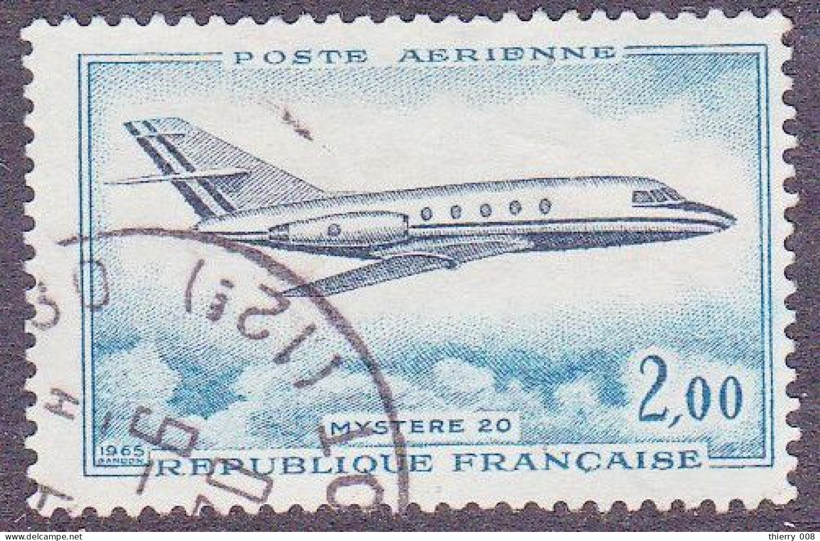 France 1965 Poste Aérienne PA 42 Dassault Mystère 20  Oblitéré - 1960-.... Matasellados