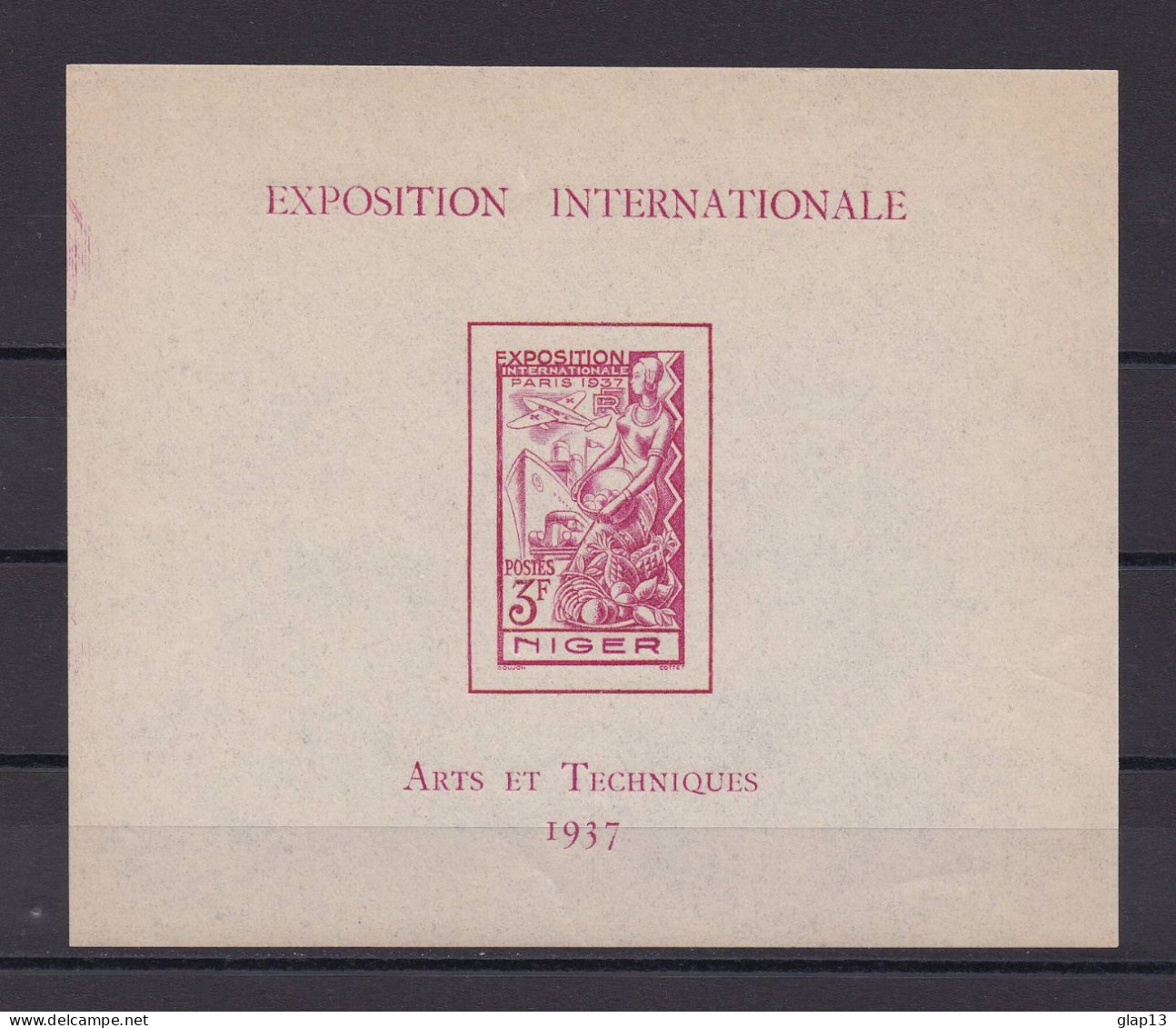 NIGER 1937 BLOC N°1 NEUF** EXPOSITION - Unused Stamps