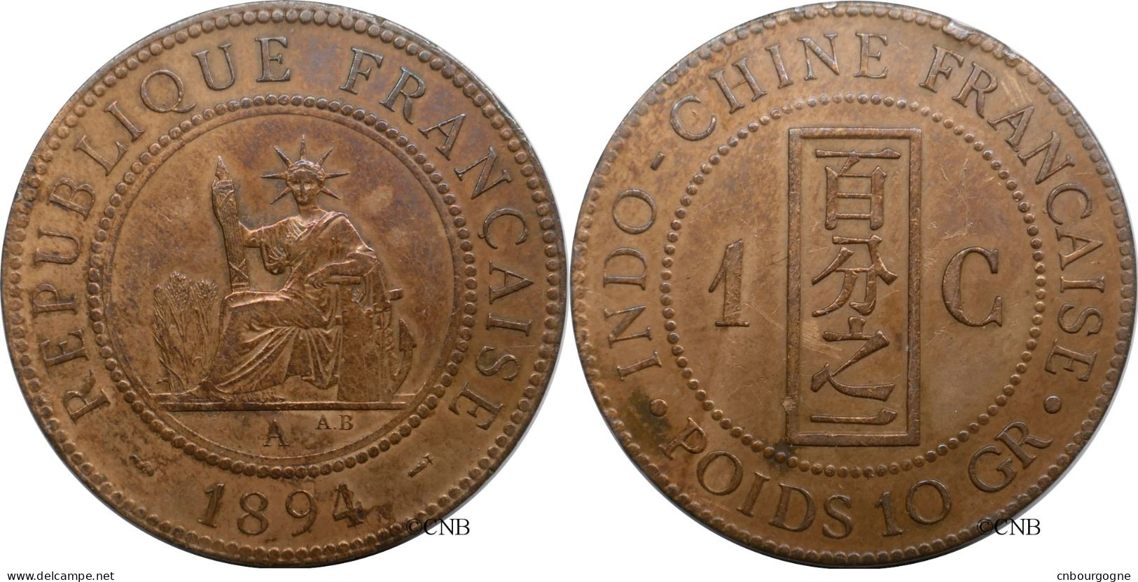 Indochine - Colonie Française - 1 Centime 1894 A - TTB/XF45 Nettoyée - Mon6302 - Französisch-Indochina