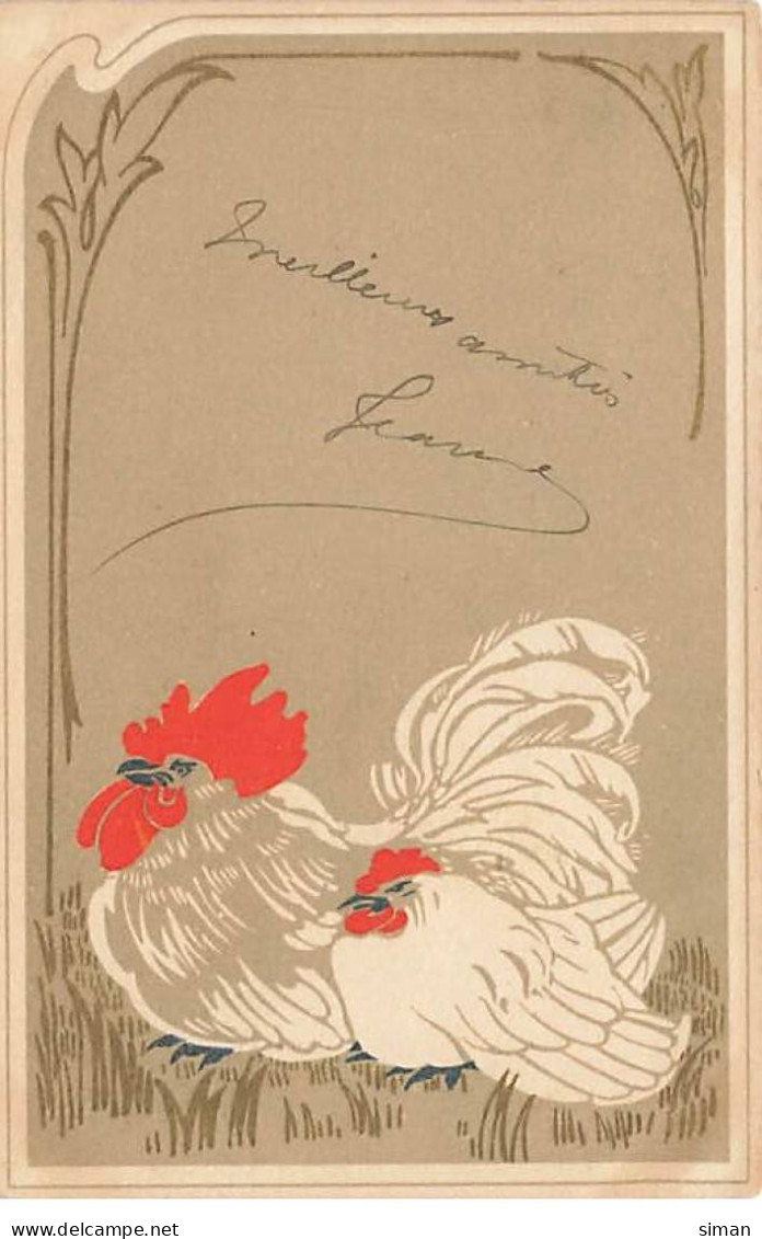 N°23705 - Illustrateur -Art Nouveau - Un Coq Et Une Poule - 1900-1949