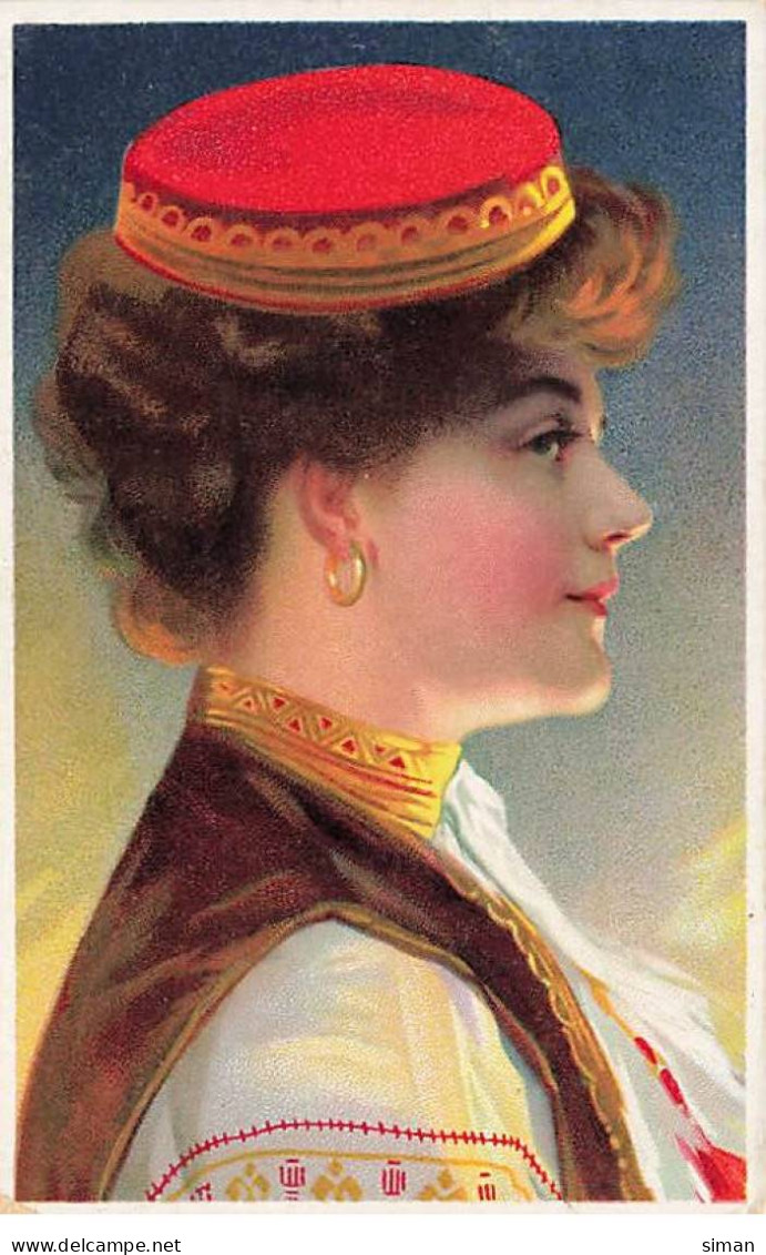 N°23715 - Fantaisie - Jeune Femme De Profil Portant Un Chapeau Plat - Frauen