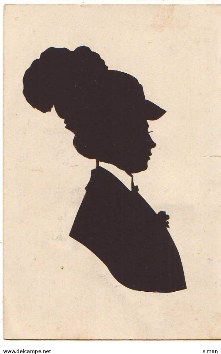 N°22758 - Silhouettes - Altona 1914 - Freund - Jeune Femme Portant Un Chapeau Avec Une Grande Plume - Silhouettes