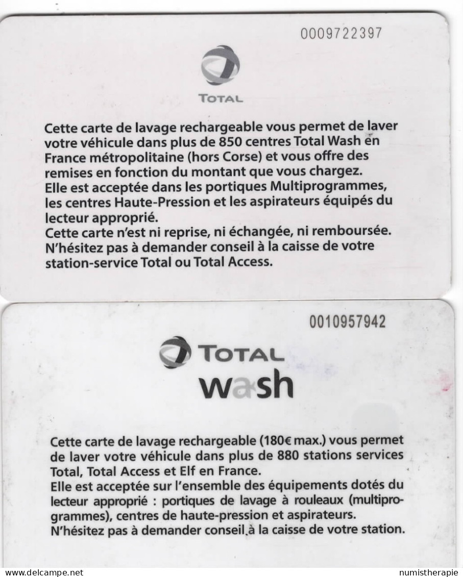 Lot De 2 Cartes Différentes De Lavage Auto TOTAL WASH - Otros & Sin Clasificación